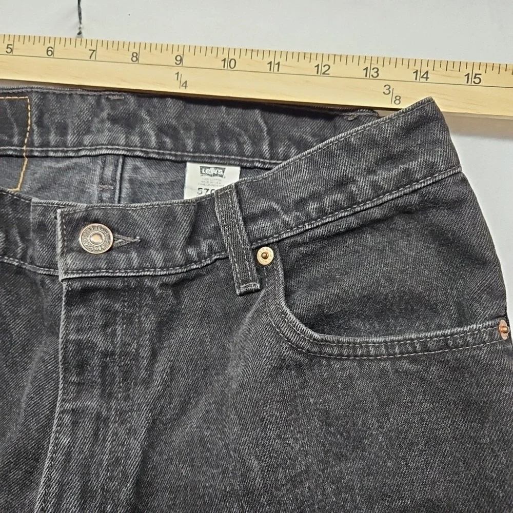 Vintage Levis 570 Jeans Mens Baggy Fit Wide Black 90s